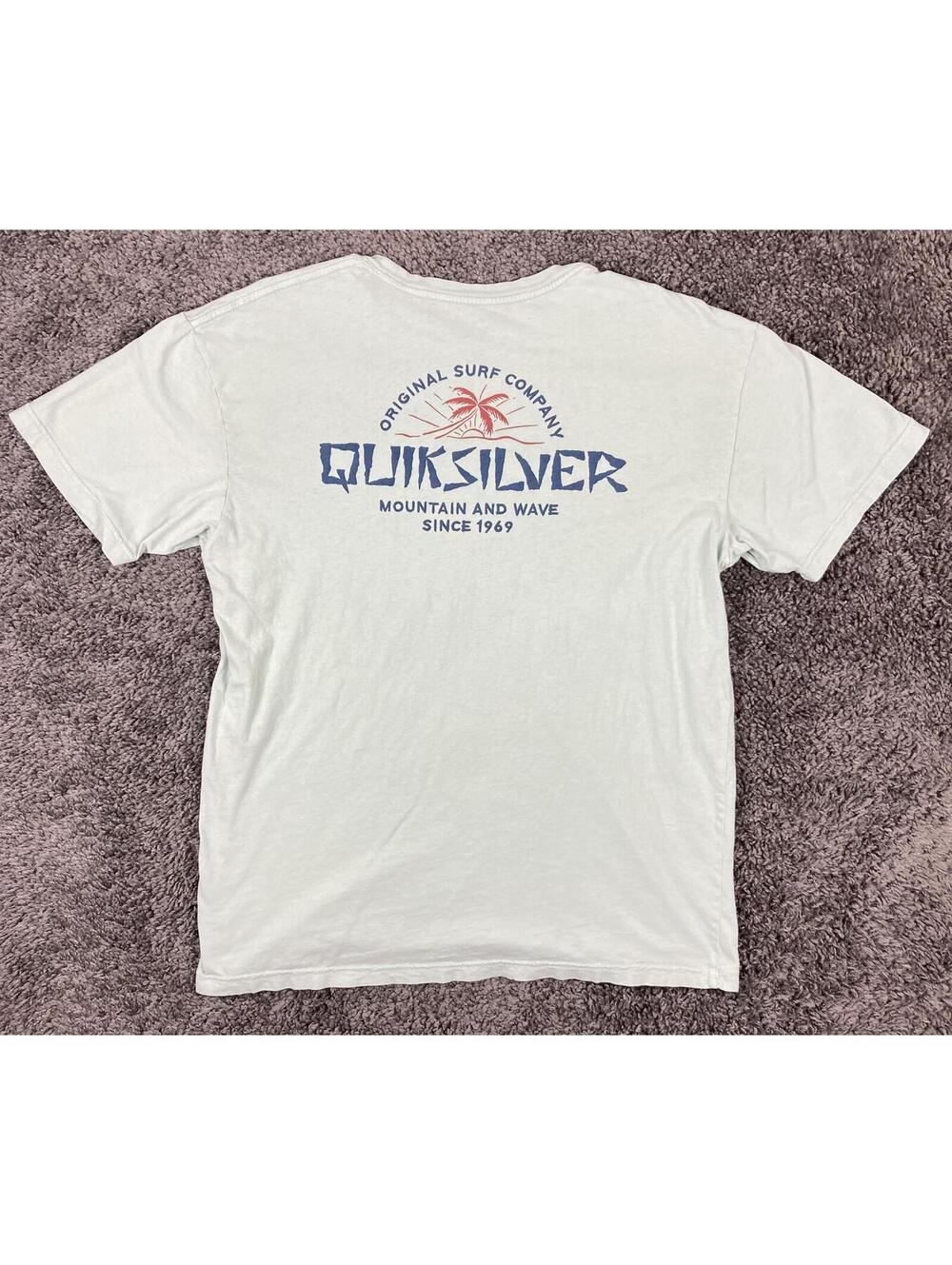 Quiksilver Men's Mint Green Original Surf Co Mountain & Wave Logo Graphic Tee XL